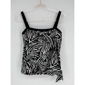 Maxine of Hollywood Black White‎ Abstract Swim Tank Top US 14